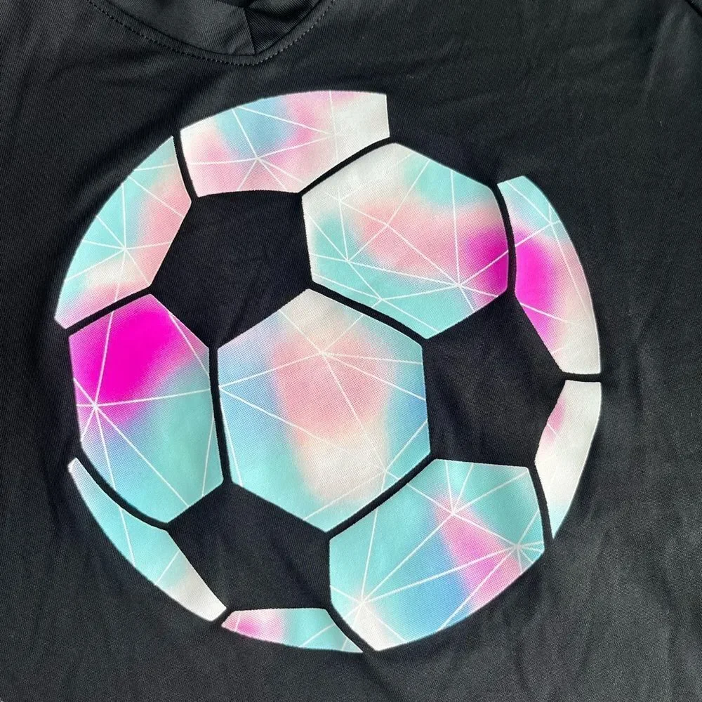🌴 DSG Girls Black Soccer Graphic Athletic Tee | Size XL (16)